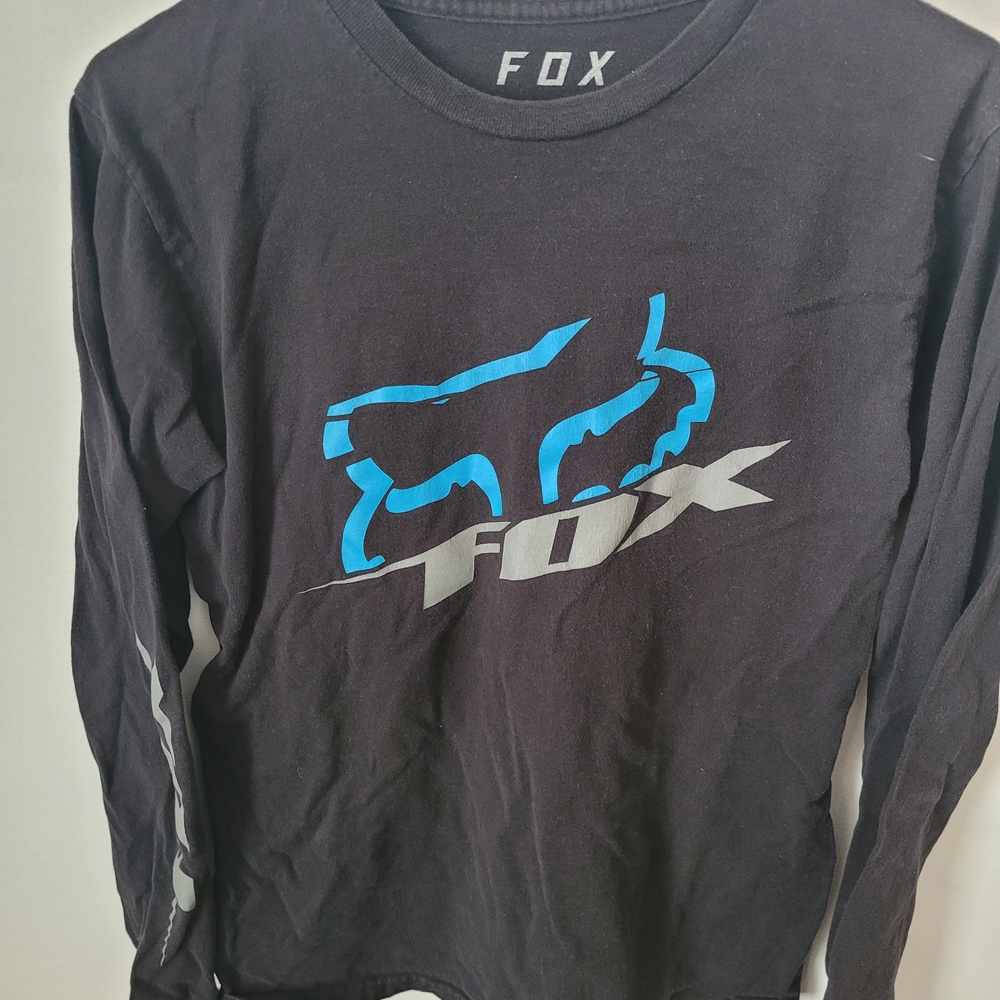 Fox Black Long Sleeve with Blue and White Logo